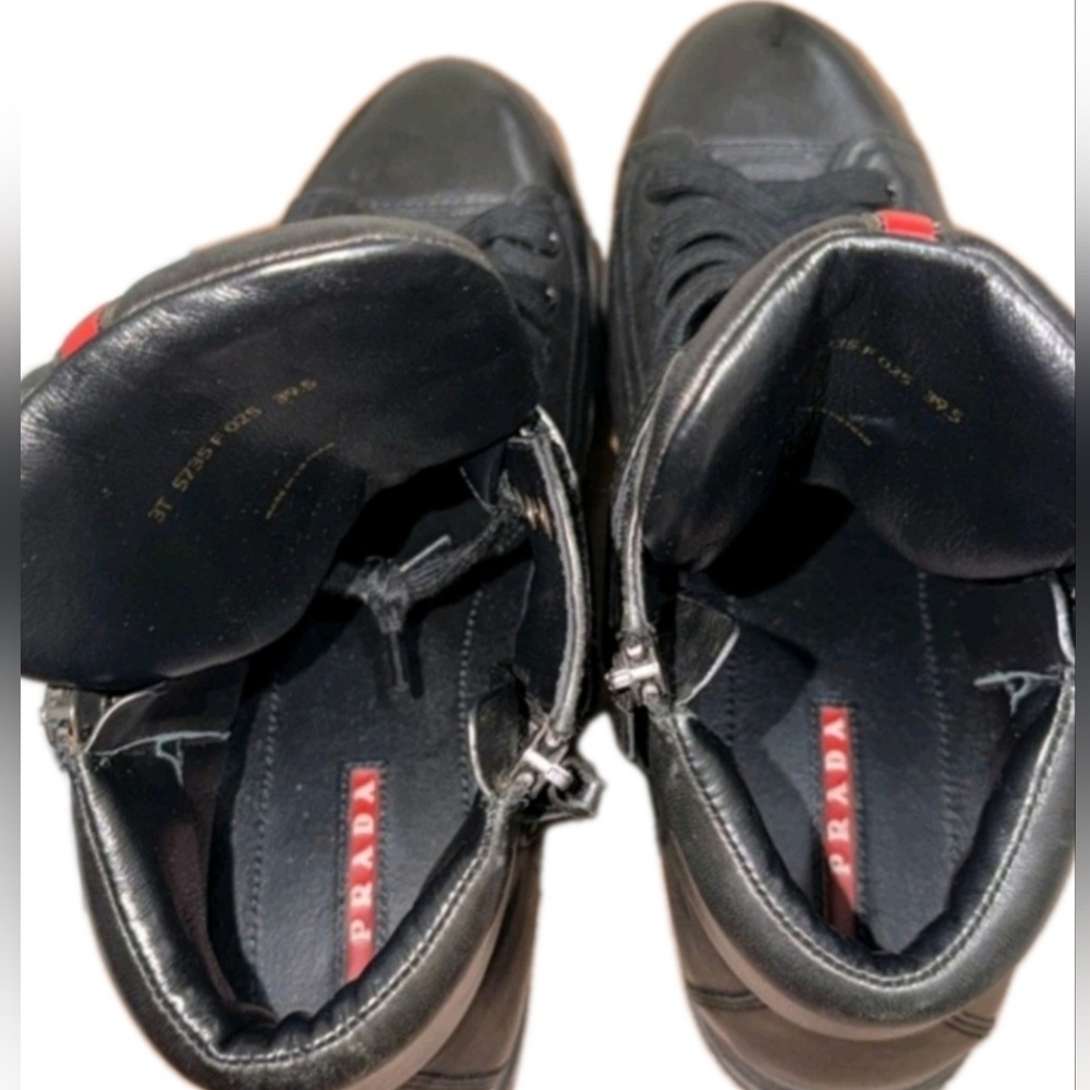 Prada Miu Miu 00s Womens Leather Y2K HiTop Boot Sneakers EU 39.5 US Sz 8.5 (EUC) - Picture 11 of 12